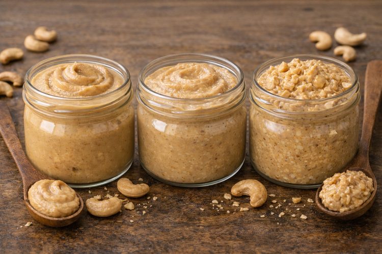 Illustrated cashew products hero for How to Specify Cashew Butter Texture