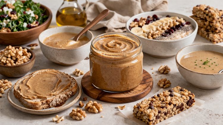 Walnut butter applications illustration