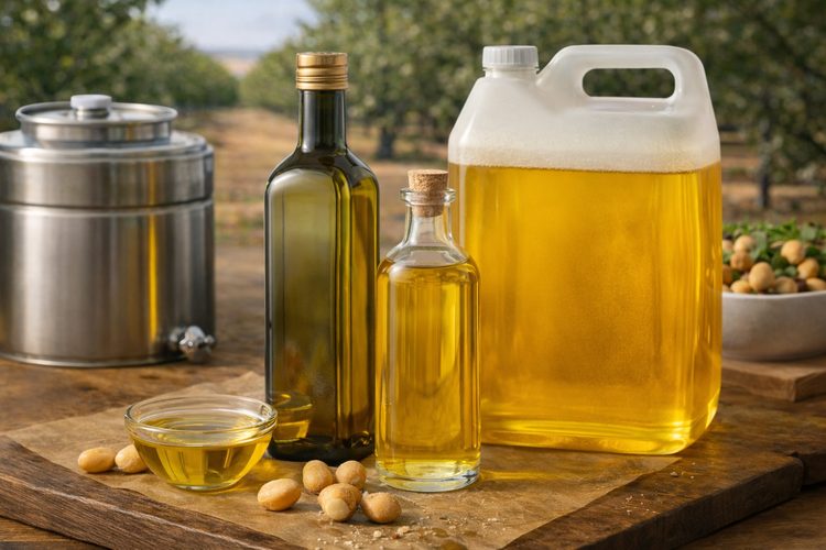 Illustrated placeholder for cold press edible macadamia oil